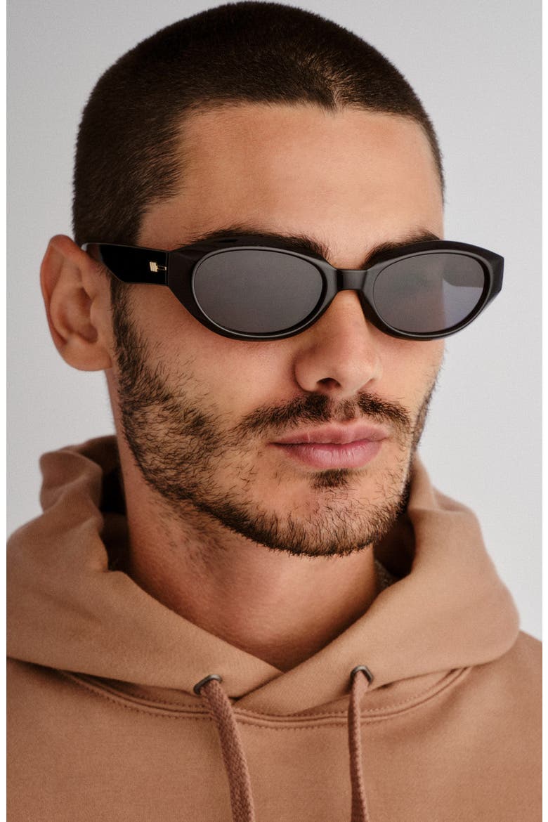 Le Bijou 55mm Oval Sunglasses, Alternate, color, BLACK / SMOKE MONO