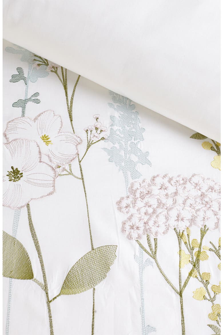 Full/Queen Spring Blossom Embroidered Cotton Duvet 2-Piece Set - White/Green, Alternate, color, WHITE/ GREEN