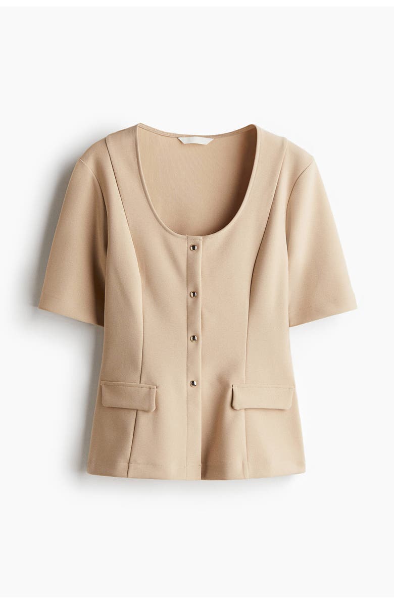 H&M Short-sleeved Cardigan, Main, color, Beige