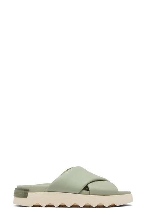 Sorel Vibe Twist Womens Leather Slip On Slide Sandals In Safari/honey White