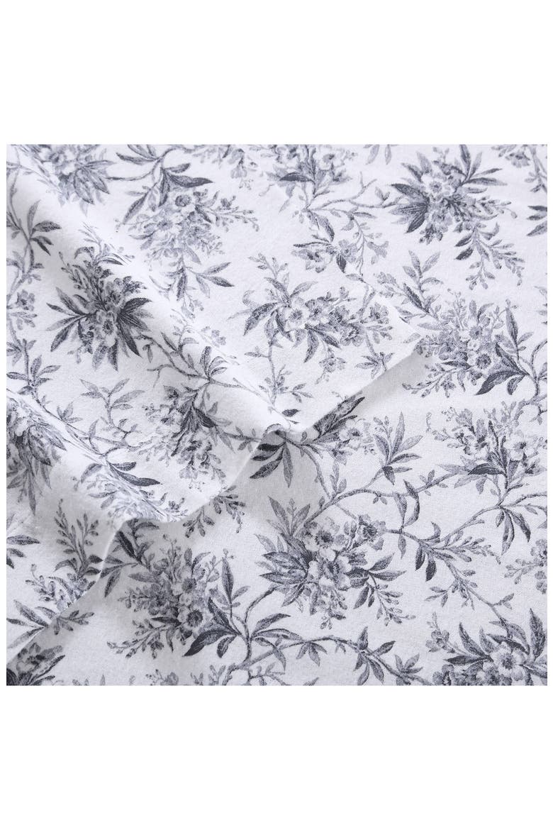 Faye Toile Cotton Flannel Sheet Set, Alternate, color, BLACK