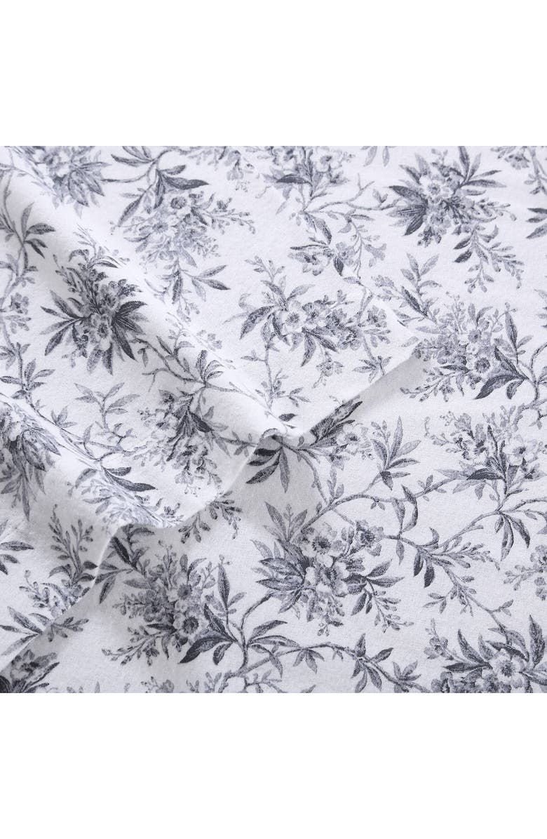 Laura Ashley Faye Toile Cotton Flannel Sheet Set, Alternate, color, Black