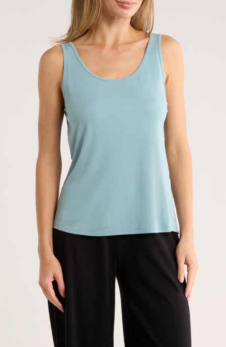 Eileen Fisher Slim Fit Scoop Neck Silk Tank