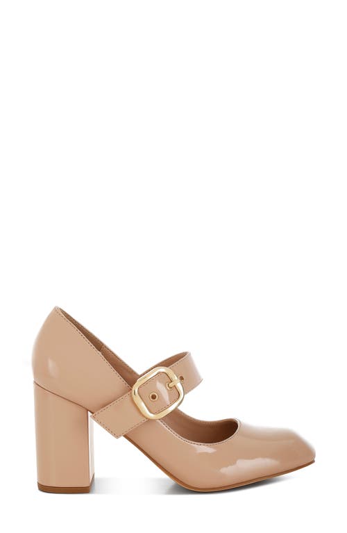 London Rag Primula Block Heel Mary Jane Pump In Beige
