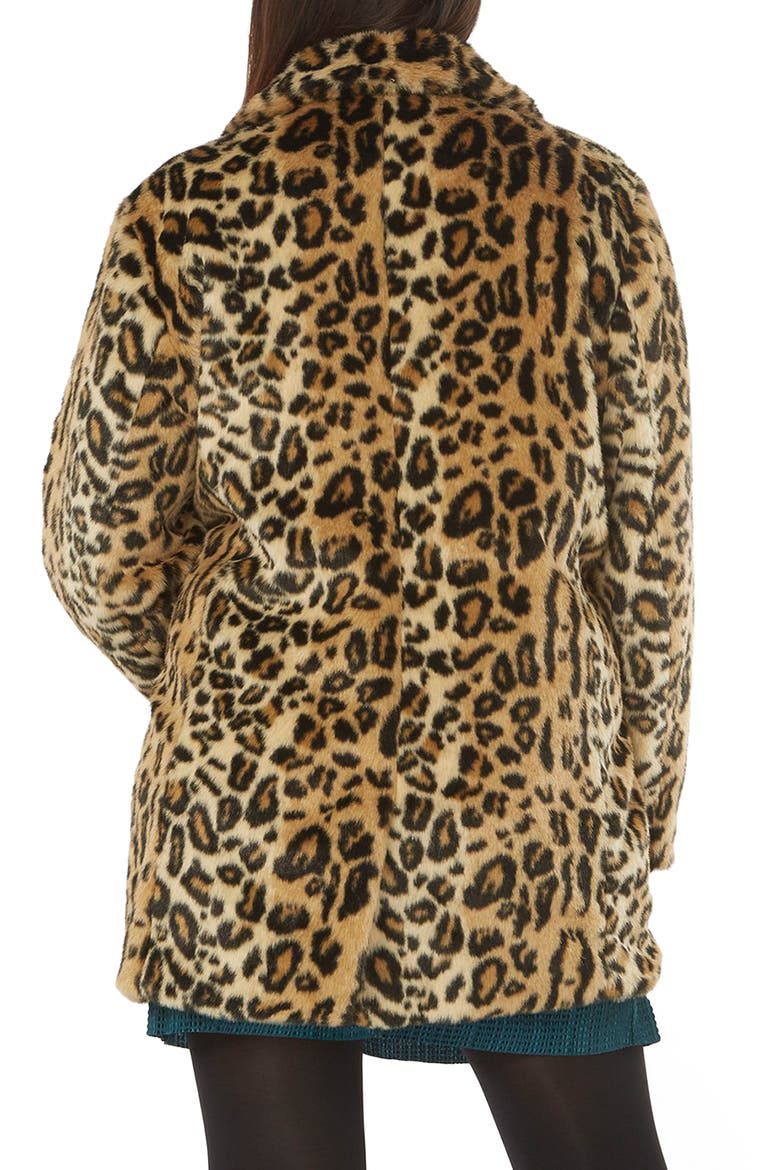 Leopard Print Faux Fur Coat, Alternate, color, LEOPARD