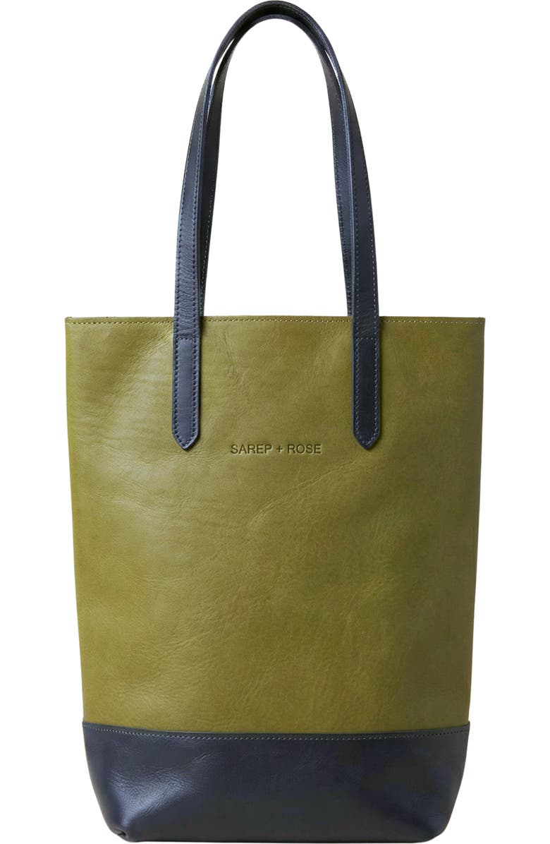 Sarep + Rose Slender Kenya Leather Tote Bag, Main, color, Olive Green