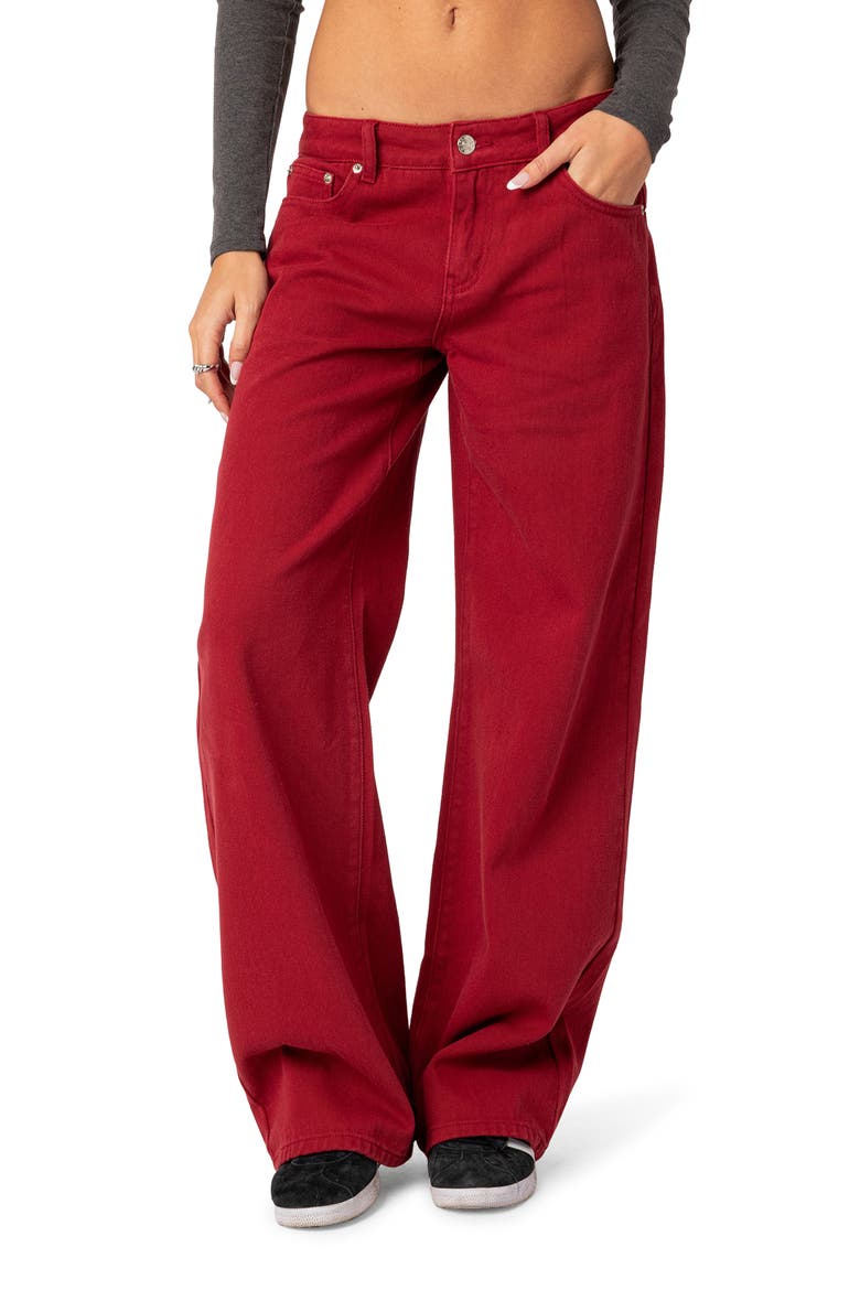 Roman Slouchy Wide Leg Jeans, Main, color, BURGUNDY