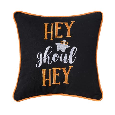 Hey Ghoul Hey Halloween Small/Petite Accent Pillow, 10" x 10"