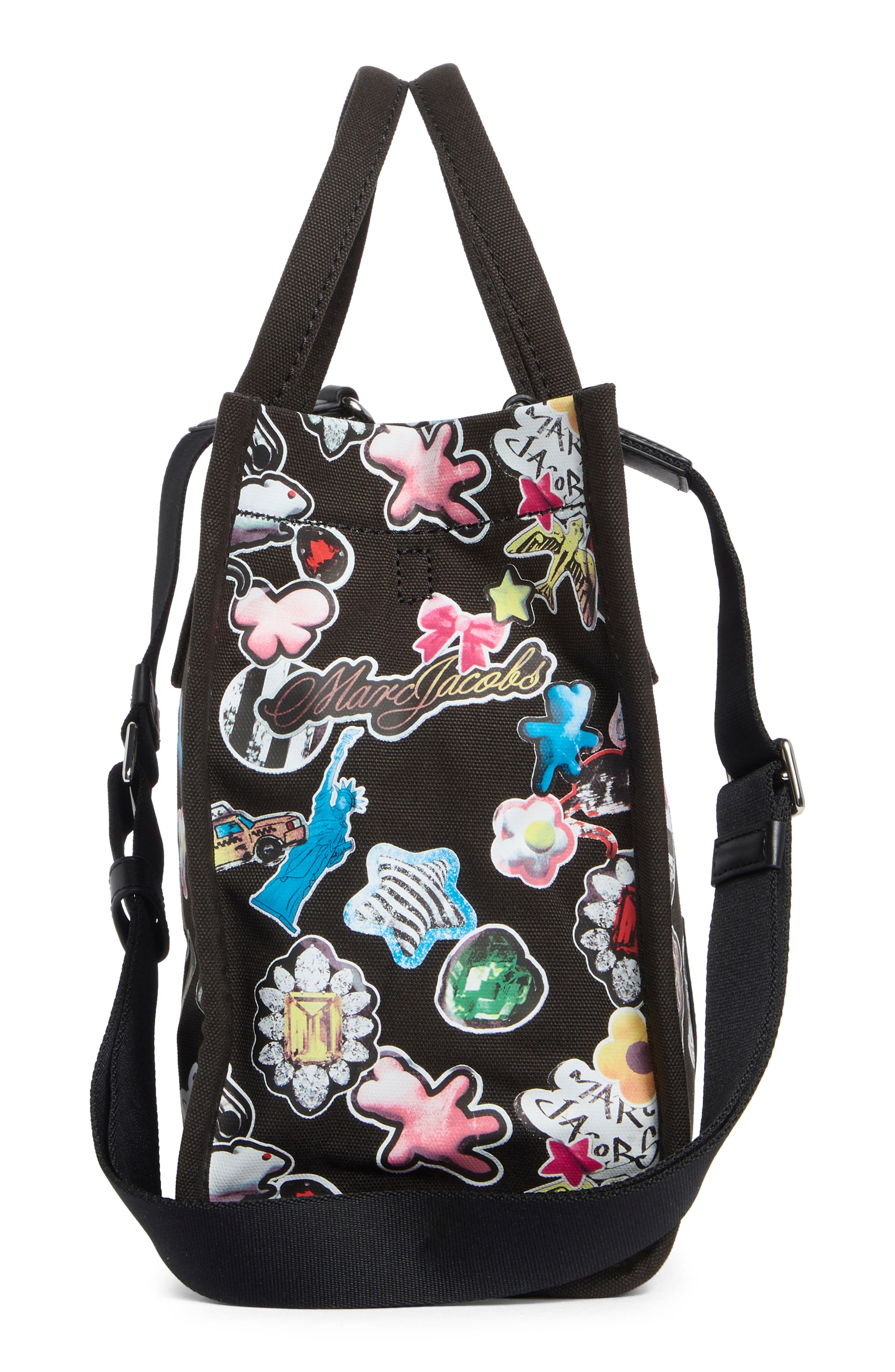 Marc Jacobs Sticker Print Canvas Tote, Alternate, color, Black Multi