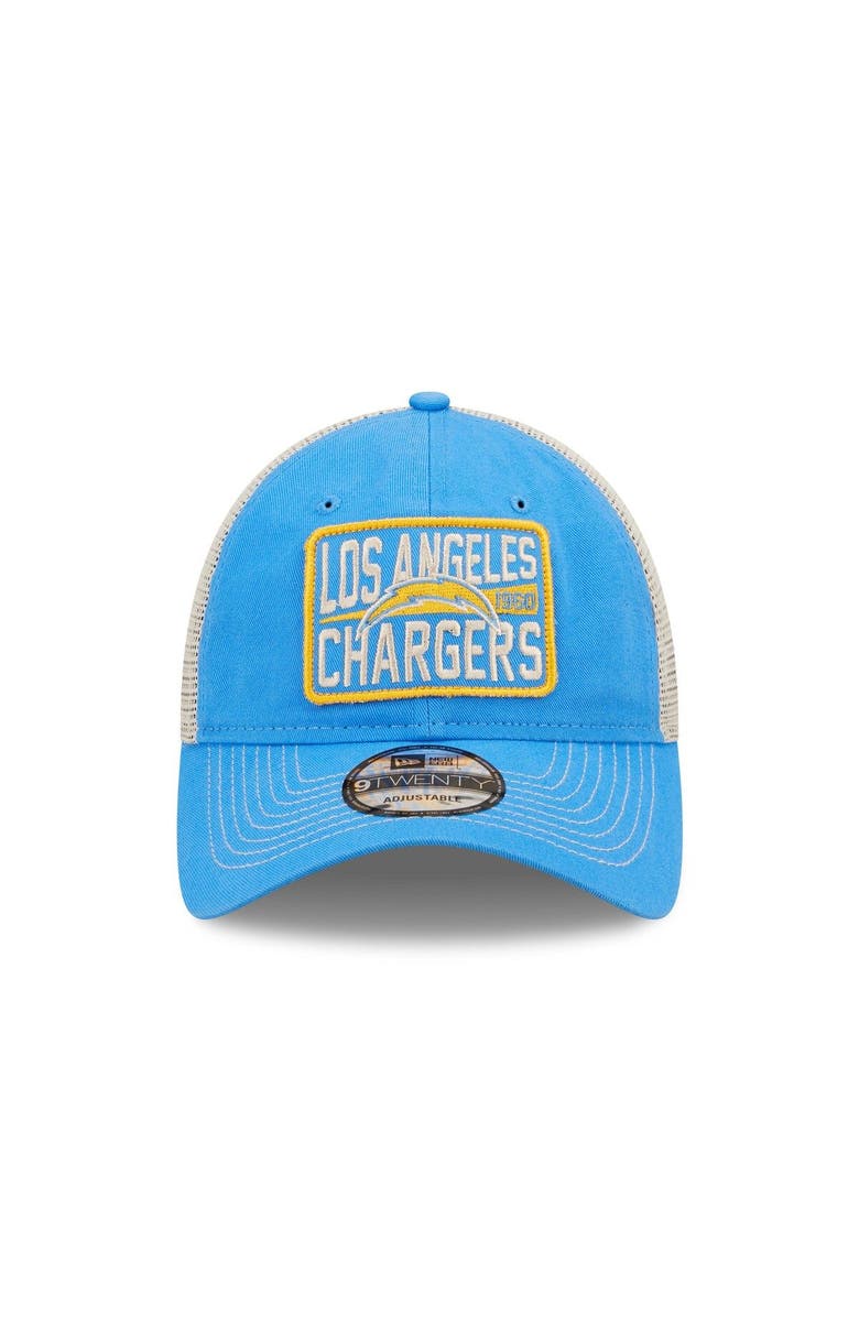 New Era Men's New Era Powder Blue/Natural Los Angeles Chargers Devoted Trucker 9TWENTY Snapback Hat, Alternate, color, Powder Blue