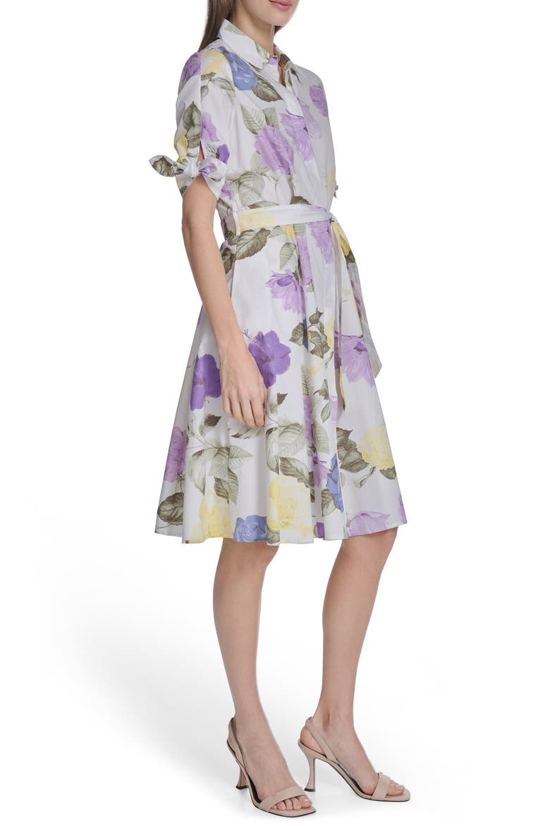 Short Sleeve Cotton Shirtdress, Alternate, color, ENGLISH LAVENDAR MULTI