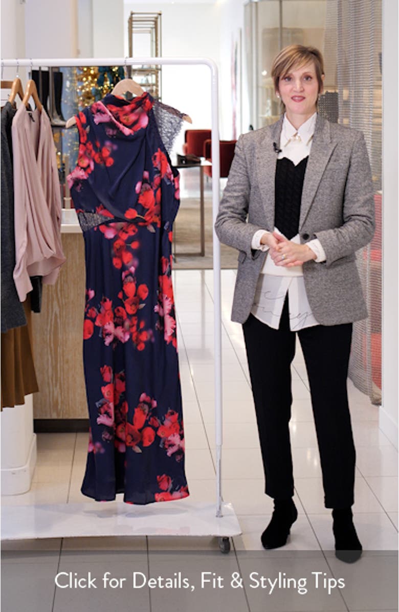 Annabelle Floral Cowl Neck Satin Maxi Dress, sales video thumbnail