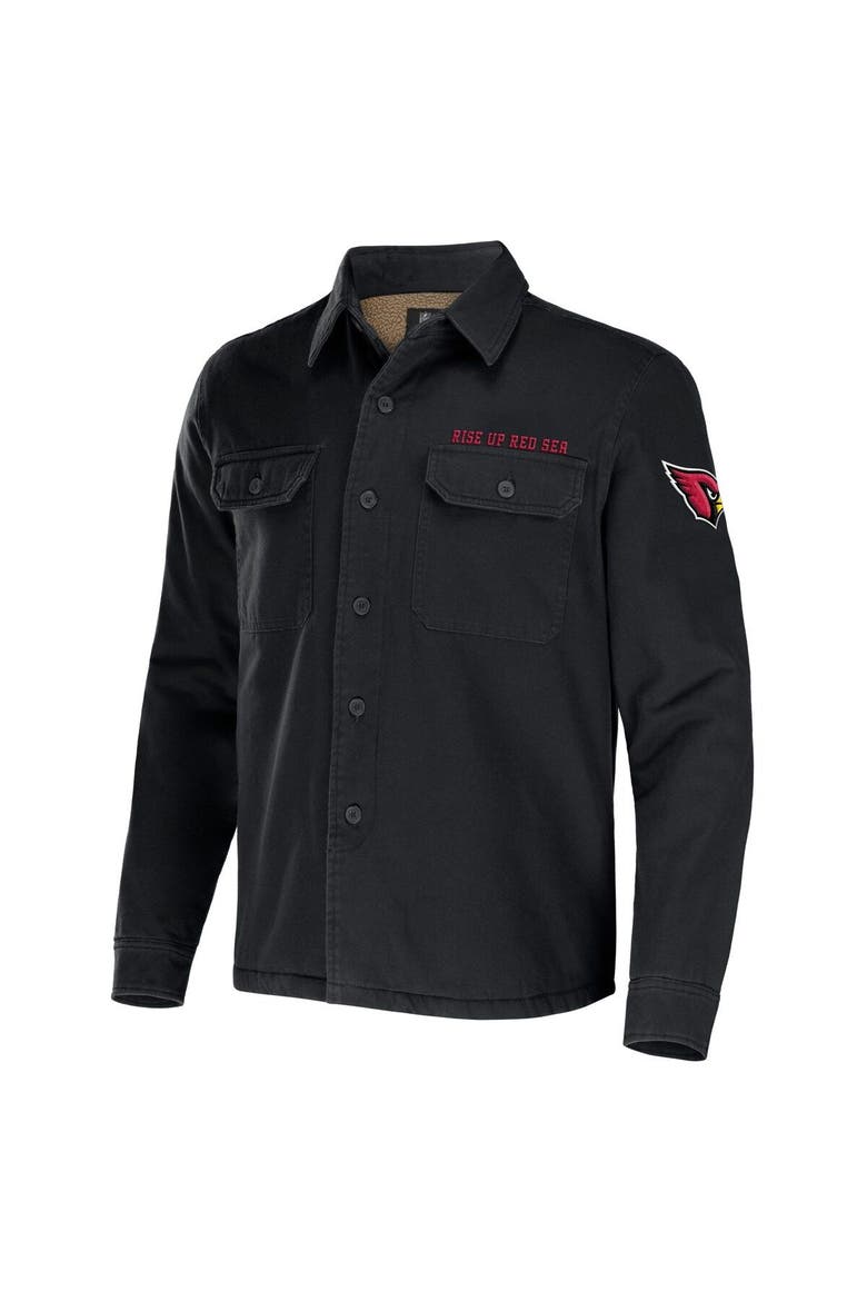 Men's NFL x Darius Rucker Collection by Fanatics Black Arizona Cardinals Canvas Button-Up Shirt Jacket, Alternate, color, Black