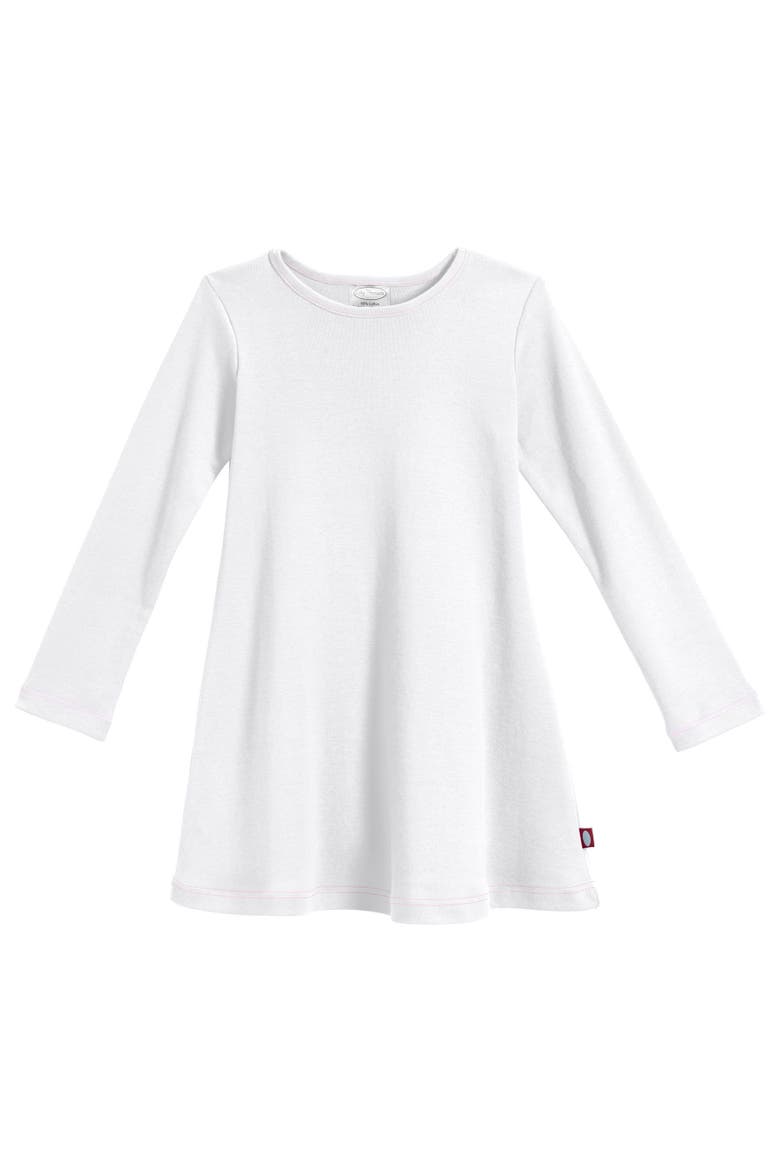 Girl's Soft 100% Cotton Baby Rib Long Sleeve Dress, Alternate, color, White