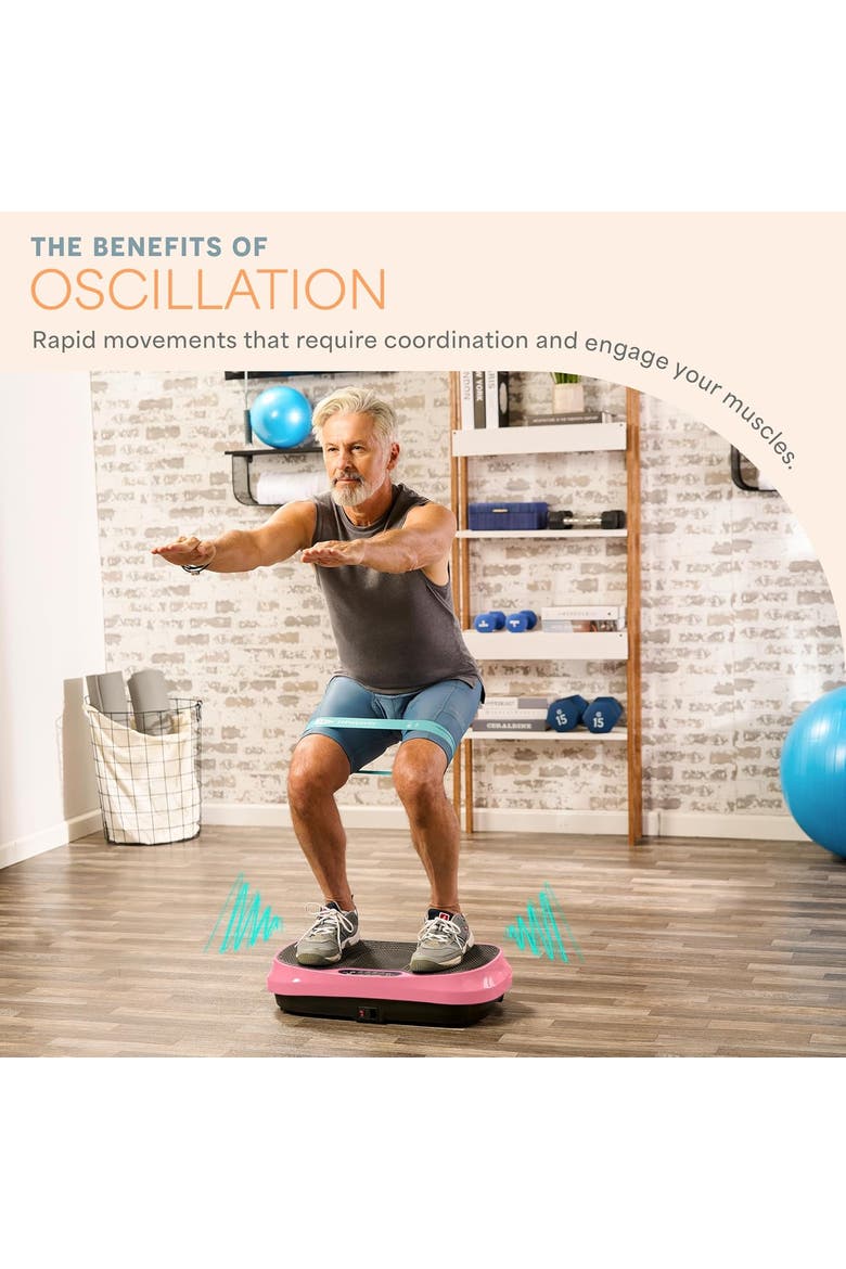 Waver Mini Vibration Plate Exercise Machine for Muscle Toning & Recovery, Alternate, color, Pink