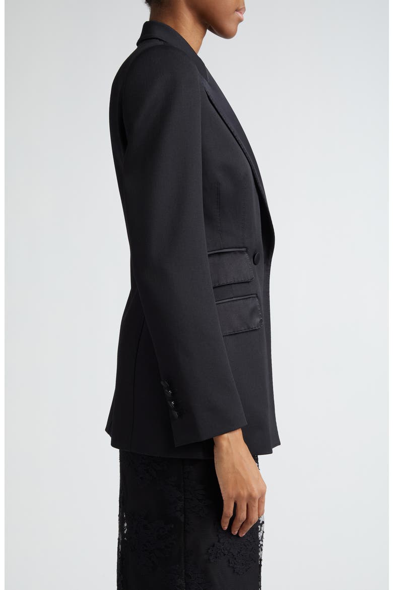 Double Breasted Wool Blend Tuxedo Jacket, Alternate, color, NERO