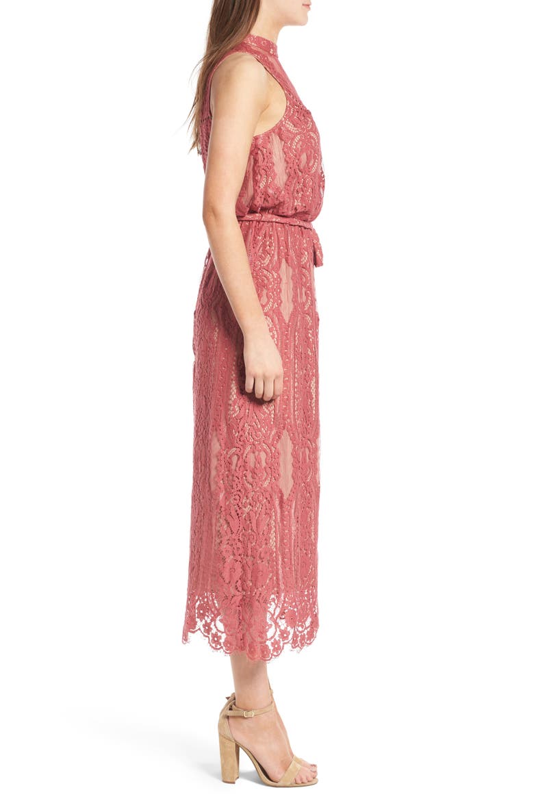 'Portrait' Lace Midi Dress, Alternate, color, RED BAROQUE