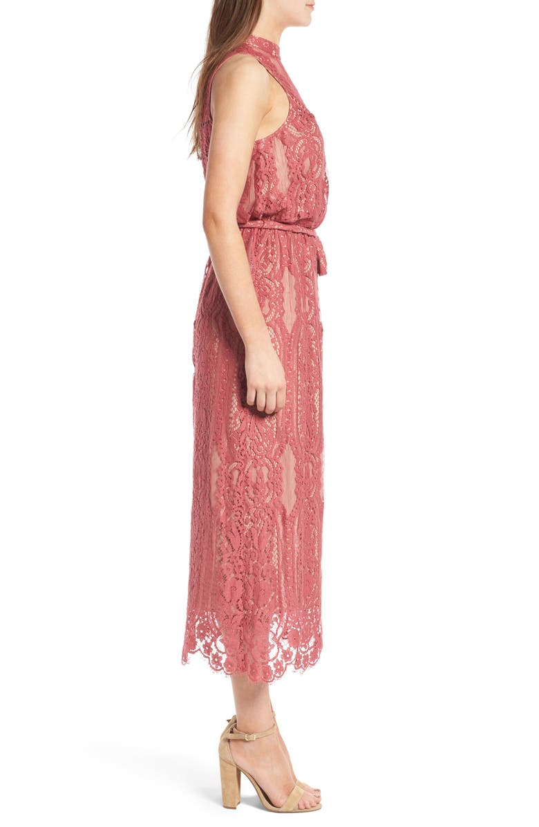 WAYF 'Portrait' Lace Midi Dress, Alternate, color, 