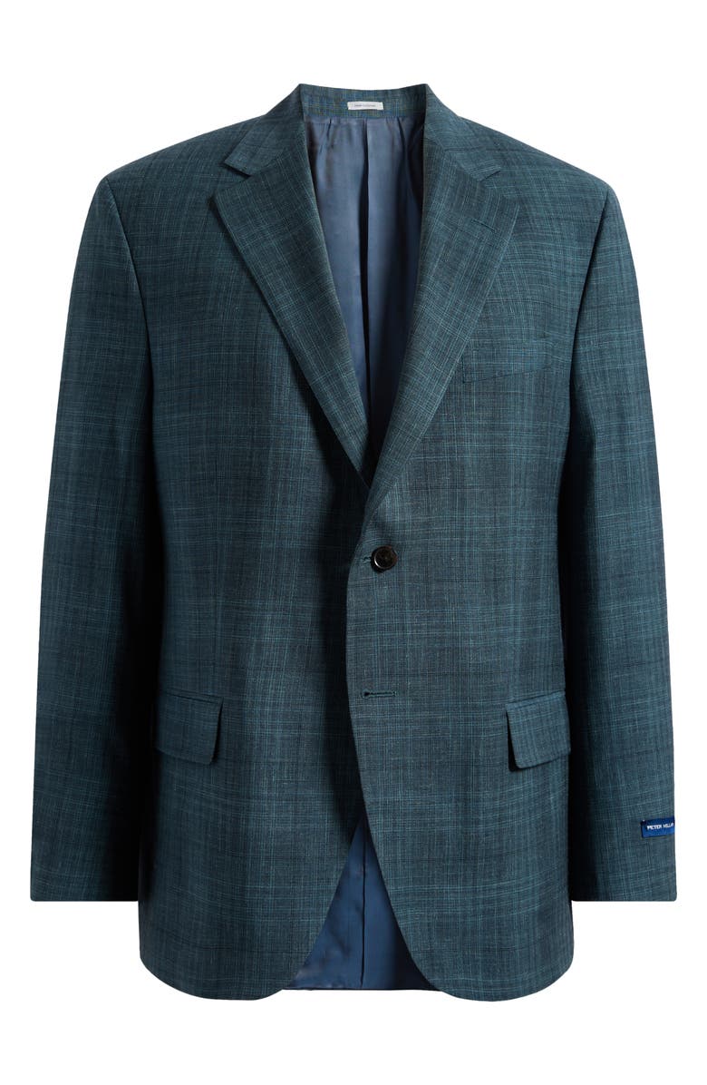 Peter Millar Hartford Classic Fit Teal Plaid Wool Blend Sport Coat, Main, color, Green