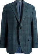 Peter Millar Hartford Classic Fit Teal Plaid Wool Blend Sport Coat
