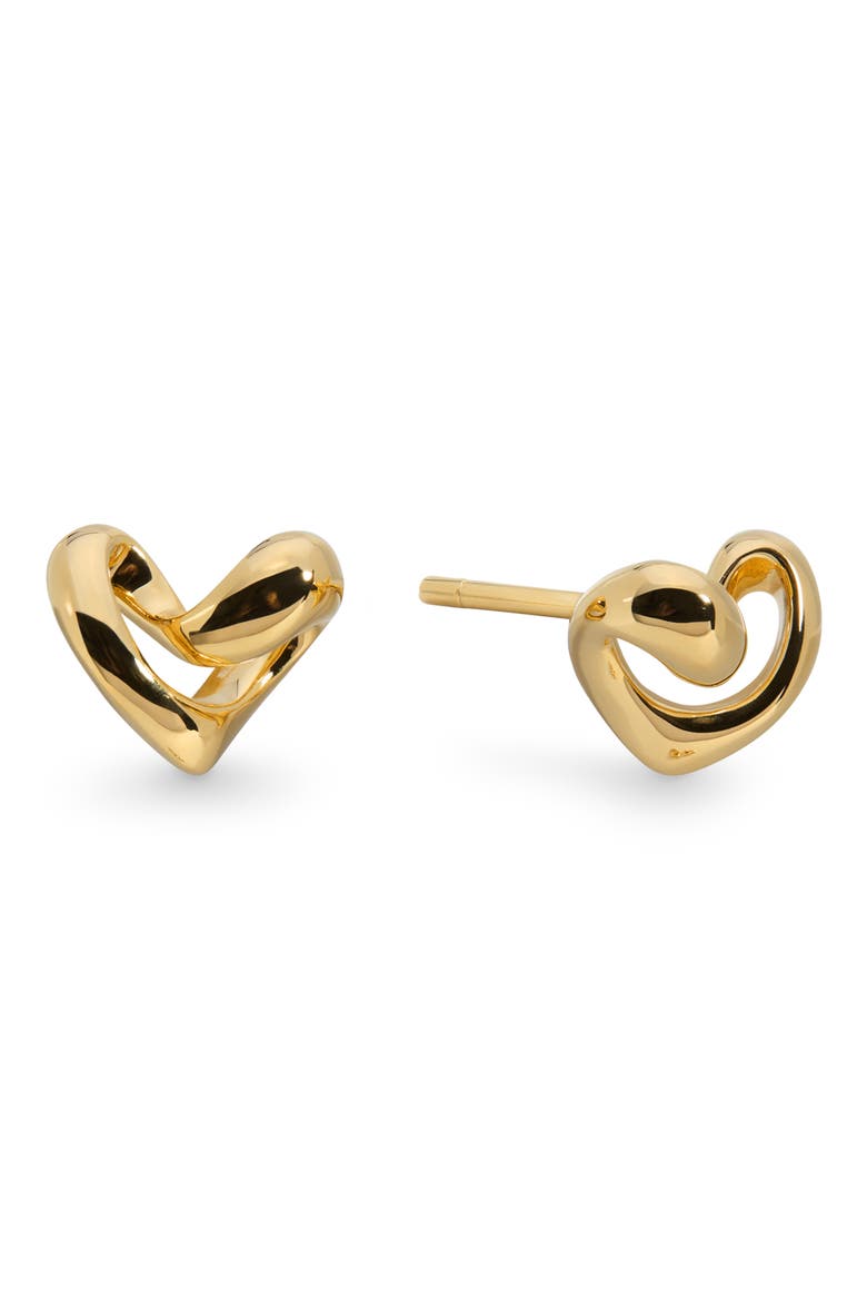 Infinity Heart Stud Earrings, Alternate, color, 18CT GOLD VERMEIL