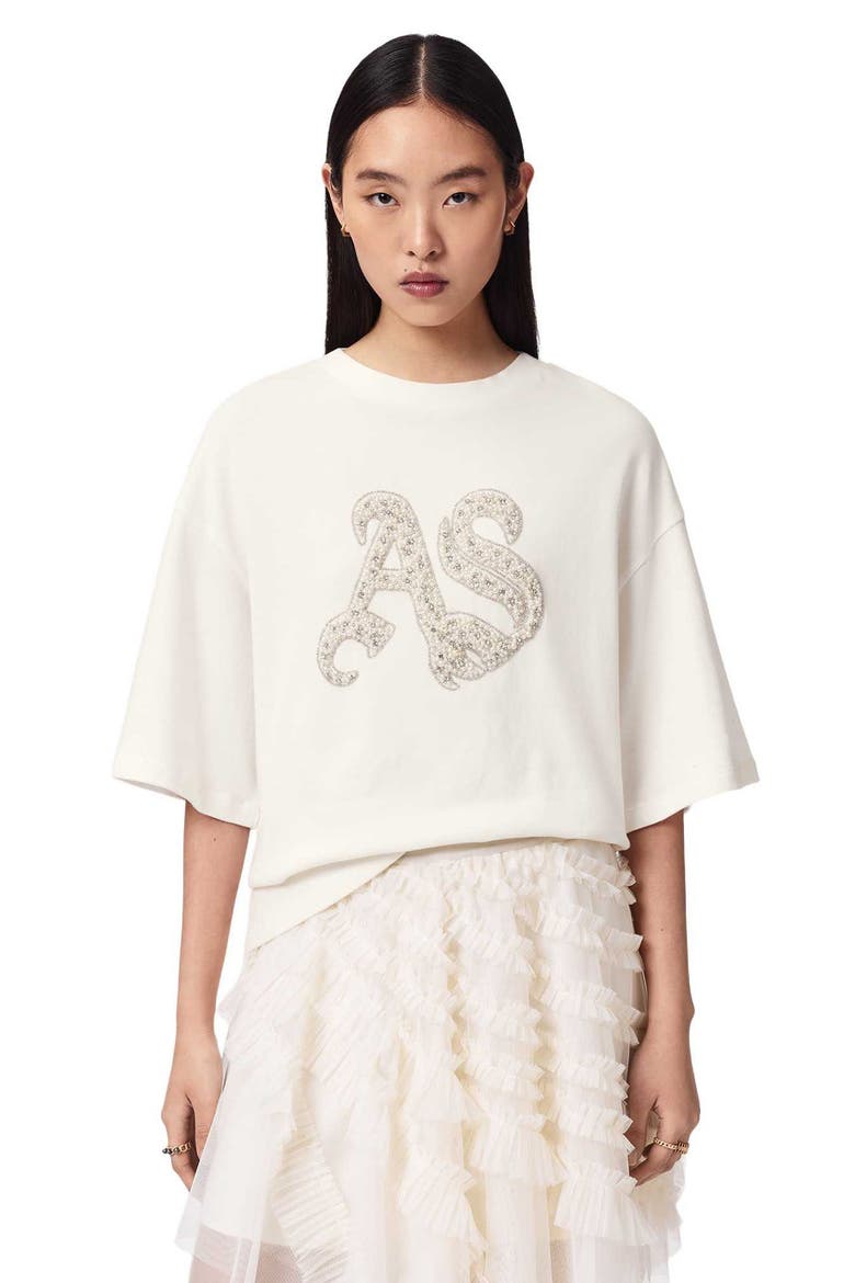 Icon Amelie Oversize Rhinestone Cotton T-Shirt, Alternate, color, OPTIC WHITE
