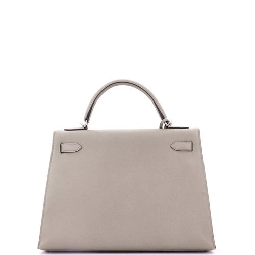 Pre-owned Hermes  Hermes Kelly Handbag Grey Epsom With Palladium Hardware 32 In Gray
