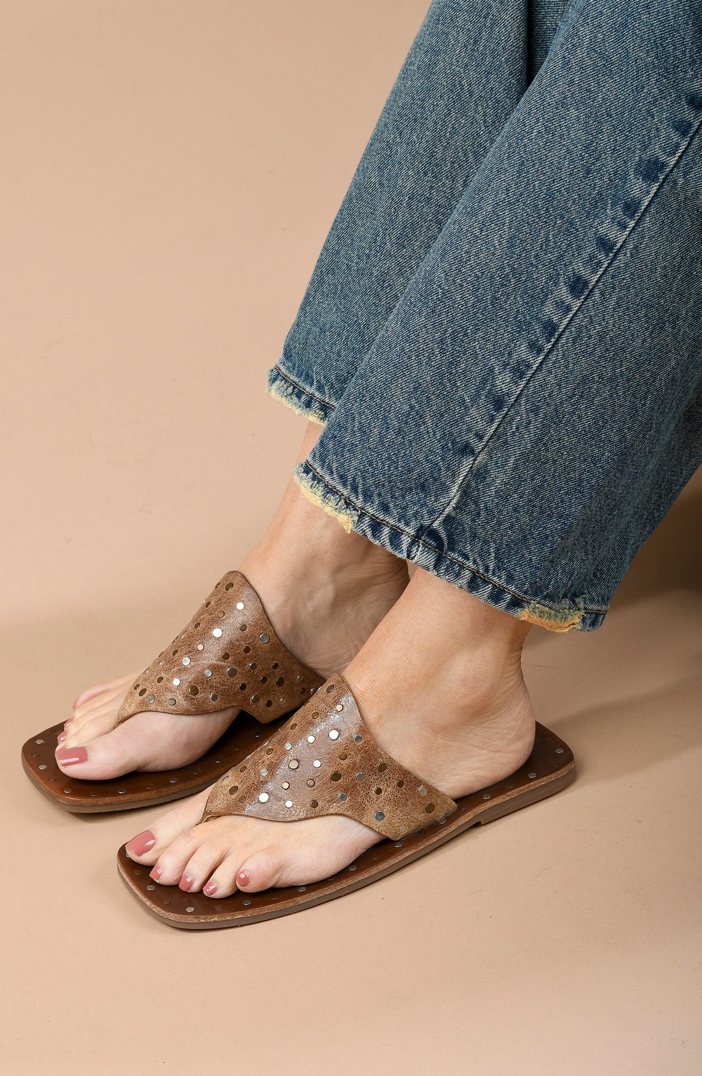 Seychelles Keep Your Secrets Studded Sandal, Alternate, color, Tan