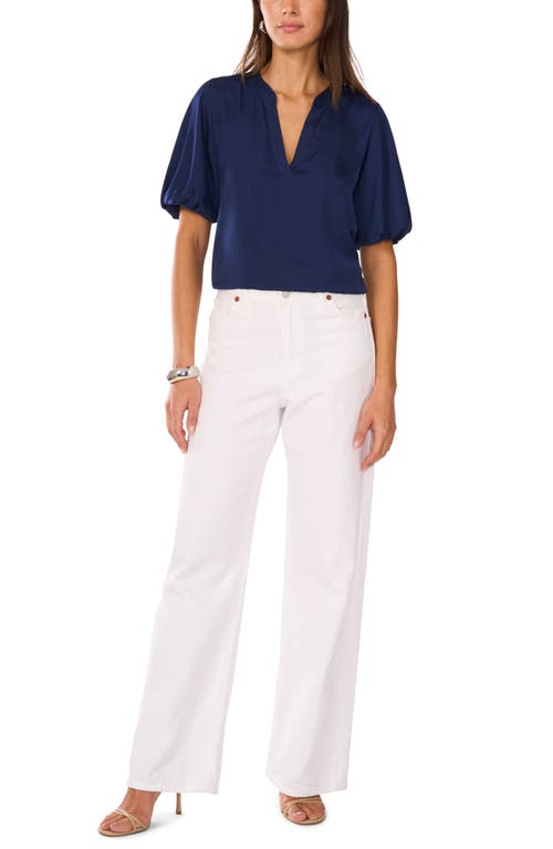 VINCE CAMUTO VINCE CAMUTO HAMMERED SATIN PUFF SLEEVE TOP