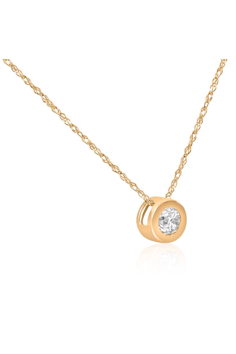 14K Gold 1/4ct Round Lab Grown Diamond Solitaire Bezel Pendant, Alternate, color, 14k Yellow Gold