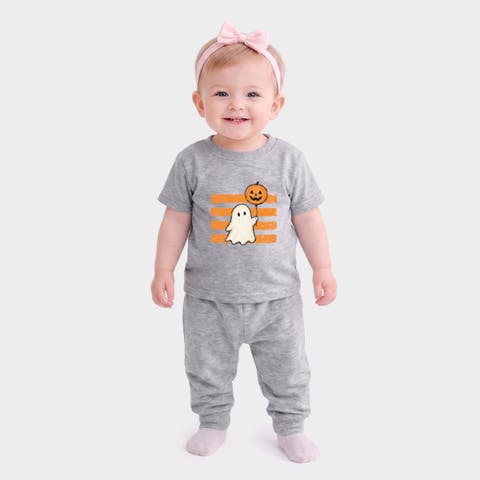 Ghost Balloon Stripes Infant Jogger Pant Crew Set
