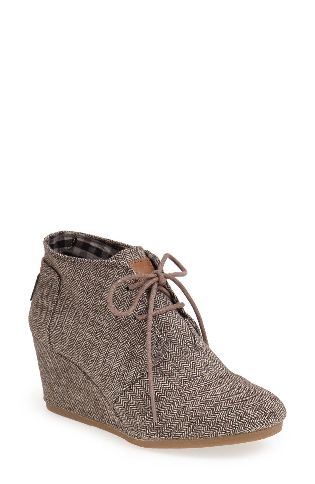 'Desert' Herringbone Wedge Bootie, Main, color, GREY