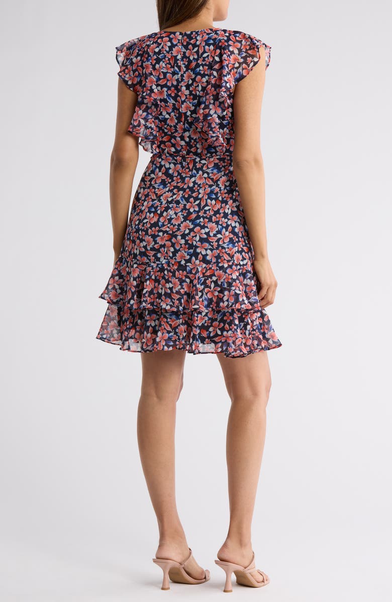 Tommy Hilfiger Floral Flutter Sleeve Chiffon Fit & Flare Dress, Alternate, color,