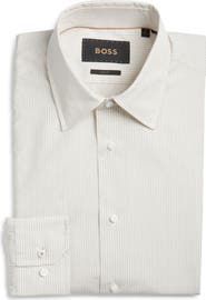BOSS Hays Slim Fit Pinstripe Cotton Dress Shirt