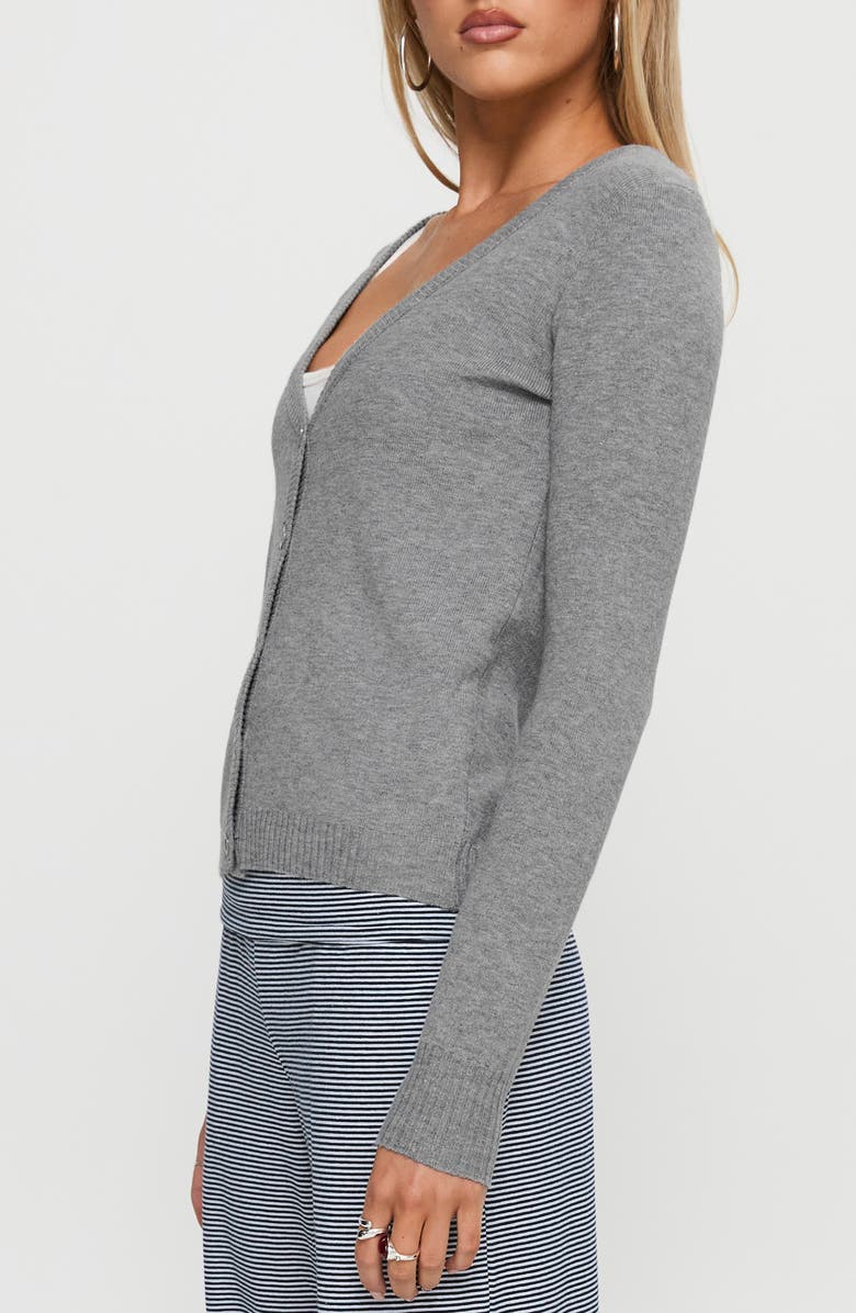Princess Polly York V-Neck Cardigan, Alternate, color, Grey Marle