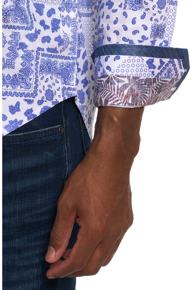 Vittoria Paisley Stretch Button-Up Shirt, Alternate, color, BLUE MULTI