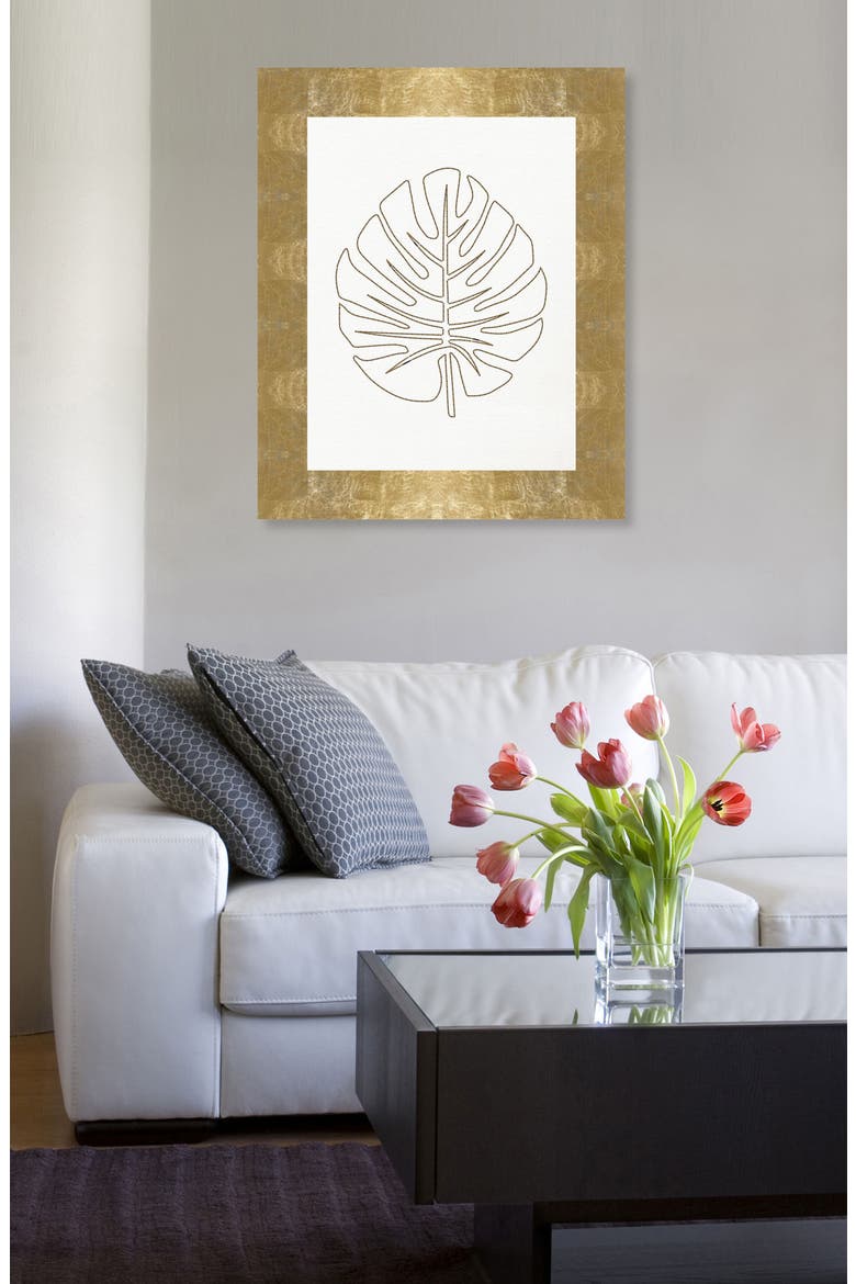 Stitched Palm Leaf I Canvas Wall Art, Alternate, color, WHITE