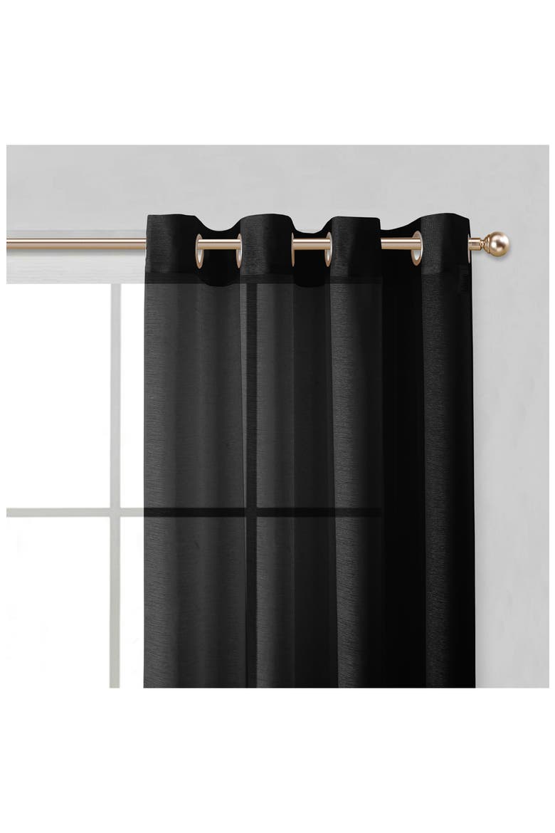 Sheer Set of 2 Panel Curtains, Alternate, color, BLACK