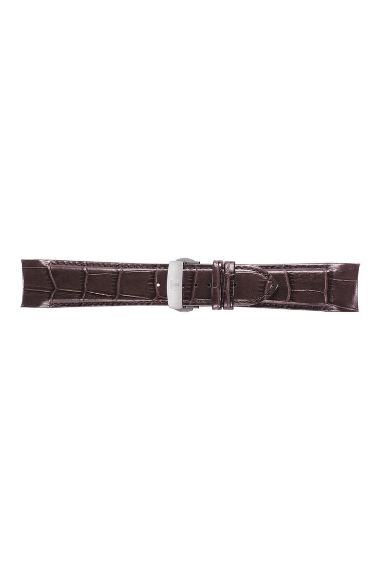 Men's Couturier GMT Embossed Alligator Leather Strap Watch, 41mm, Alternate, color, SILVER