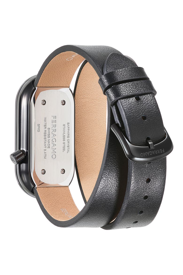 Curve Leather Strap Watch, 23mm x 46mm, Alternate, color, IP BLACK