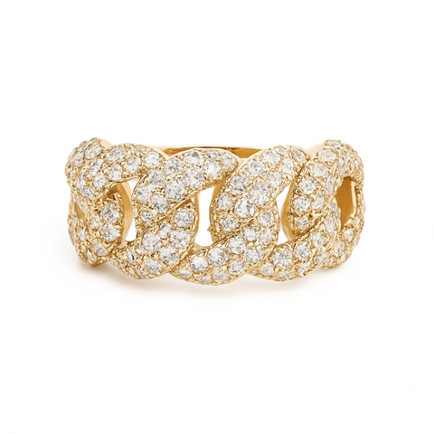 14K Yellow Gold Lab Grown Diamond Cuban Link Ring 1.84ct F VS1