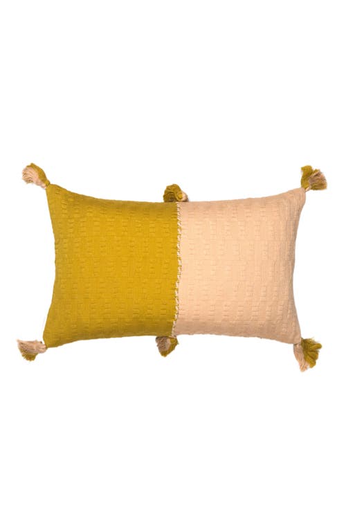 Archive New York Antigua Colorblocked Handwoven Cotton Throw Pillow | 12x20 in Peach And  Ochre  product