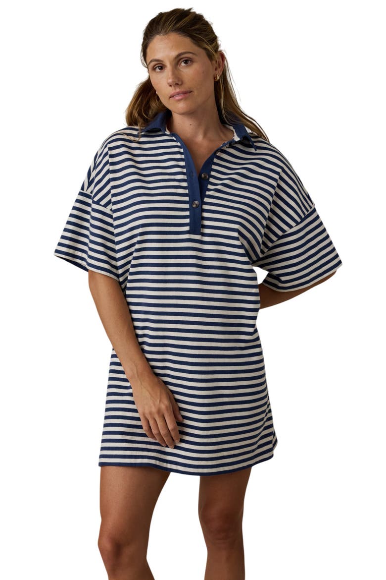 Stripe Cotton Polo Dress, Alternate, color, SHADOW BAY STRIPE