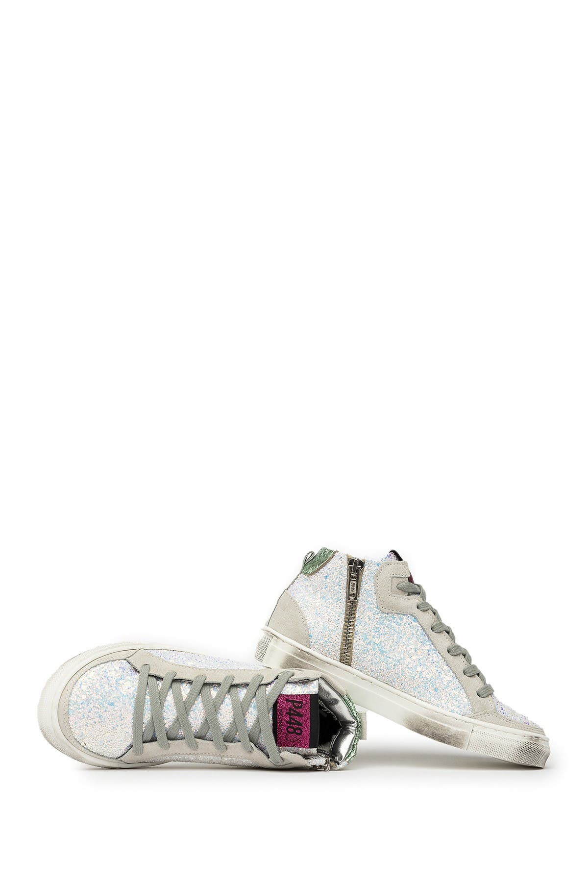 P448 Love Jr Glitter High Top Sneaker, Alternate, color, 