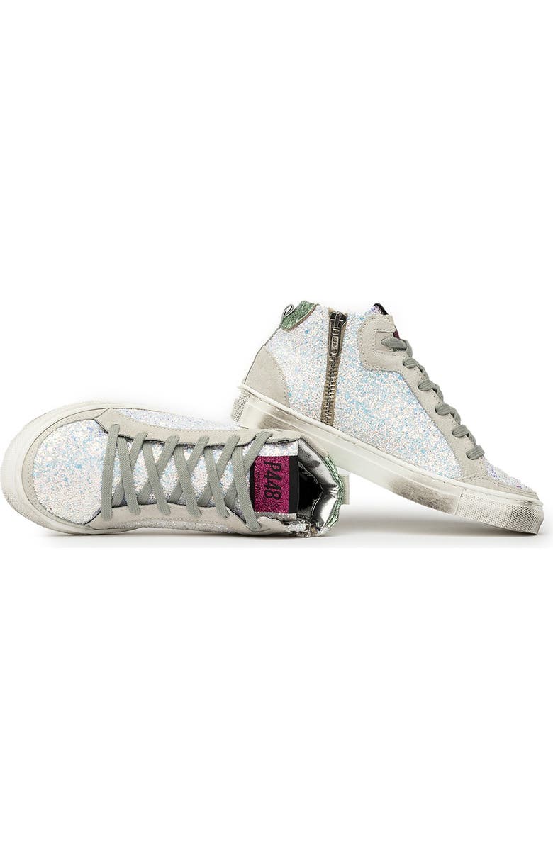 P448 Love Jr Glitter High Top Sneaker, Alternate, color,