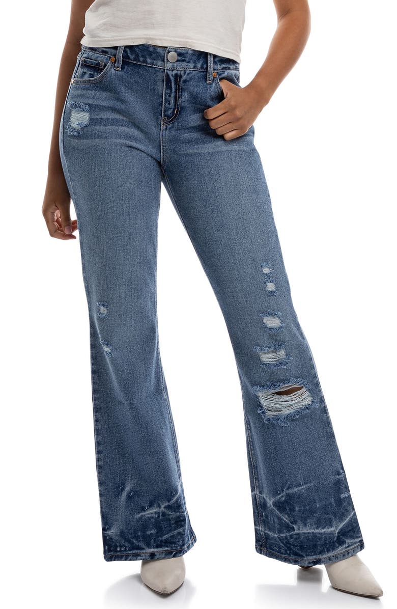 1822 Denim Distressed High Waist Bootcut Jeans, Main, color,