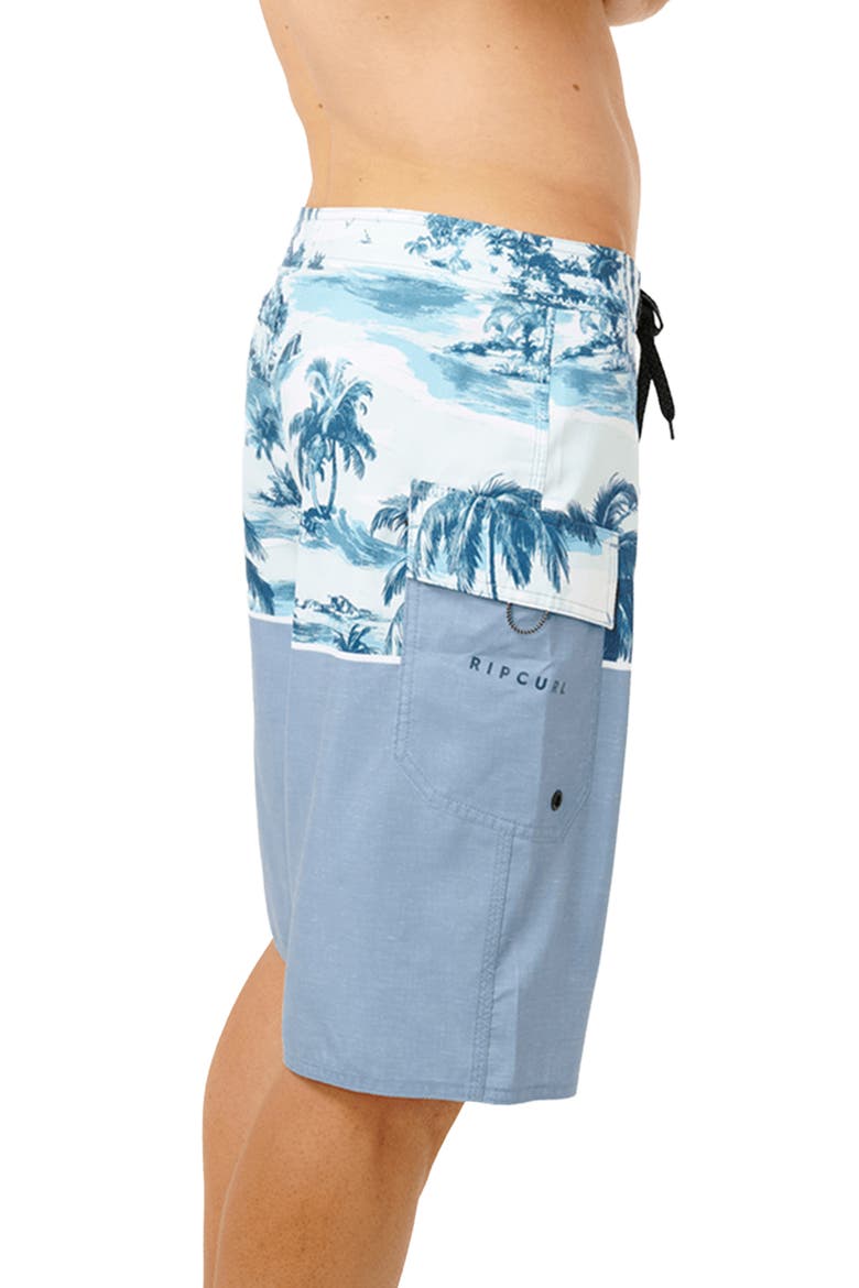 Dawn Patrol Colorblock Print Swim Trunks, Alternate, color, GLACIER BLUE