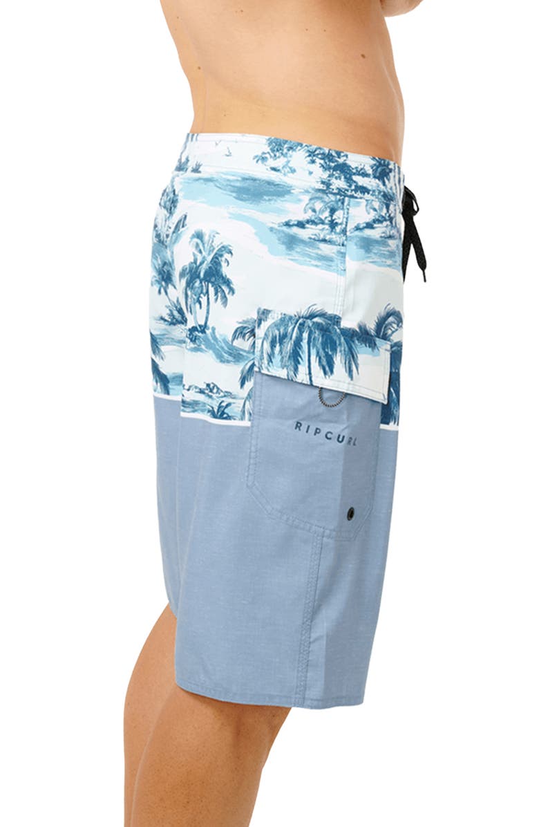 Rip Curl Dawn Patrol Colorblock Print Swim Trunks, Alternate, color, Glacier Blue