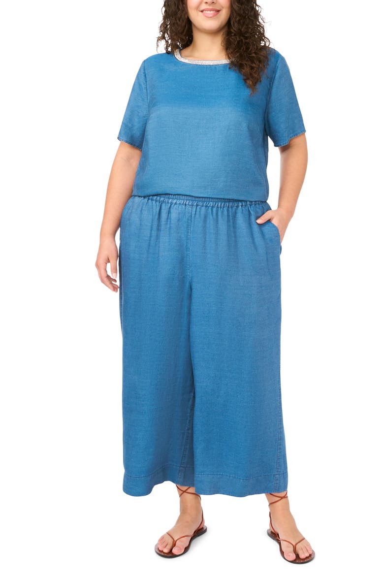 Bead Detail Chambray Top, Alternate, color, CHAMBRAY BLUE