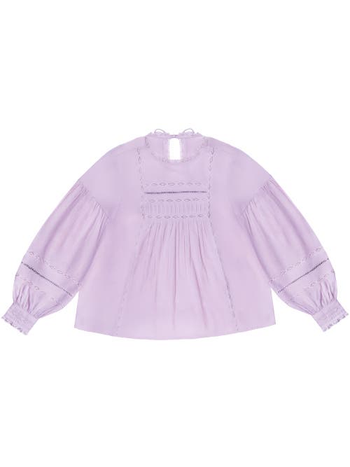 Ro&zo Womens Lilac Lace-insert Long-sleeve Cotton Blouse In Multi